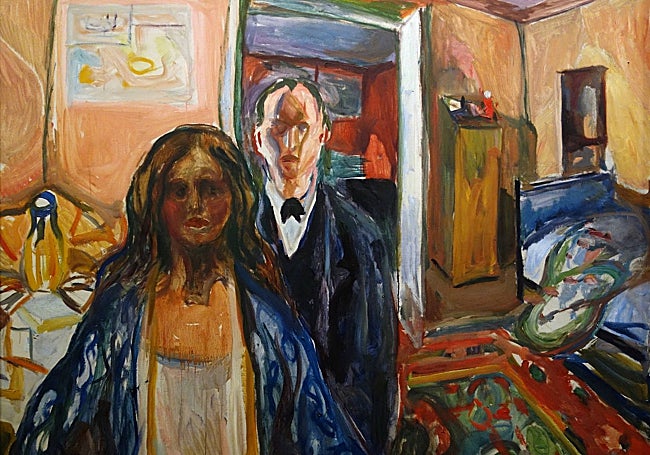 'El artista y su modelo' (1919-21), obra de Munch, que retrata un tema también presente en la obra de Picasso.